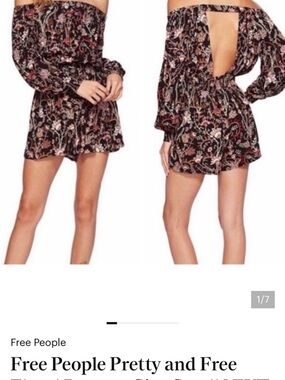 Free People Black Floral Off-Shoulder Mini Dress